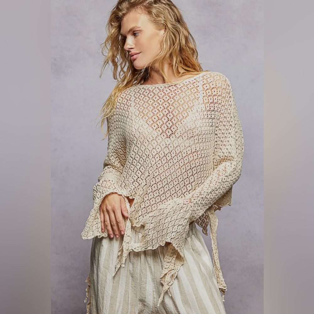 Women’s Lightweight Cropped Knit Sweater - Cream